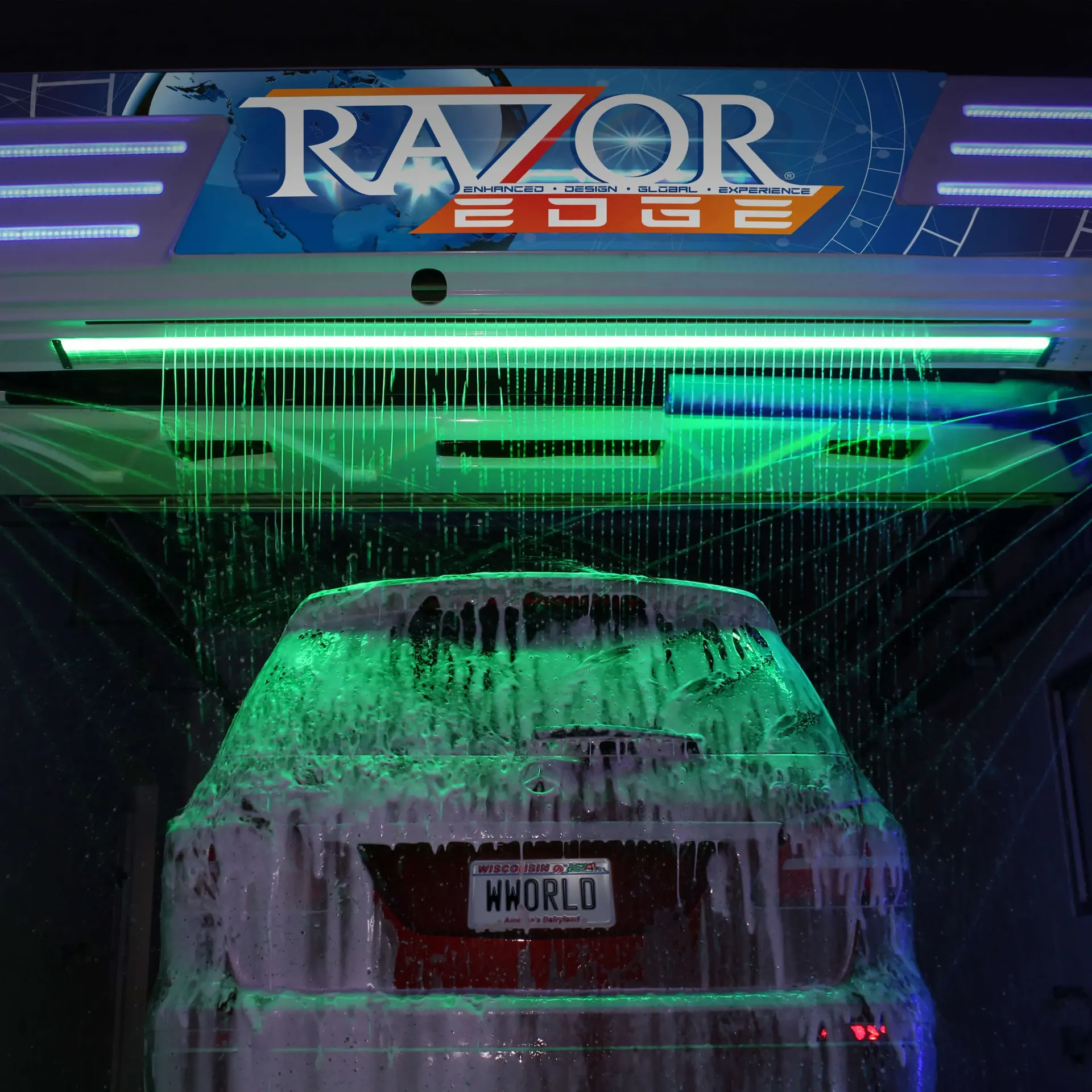 CARWASH GRAND ENTRY ARCH GRAPHIC DESIGN. Custom graphic design services to welcome your customers into your carwash in style.