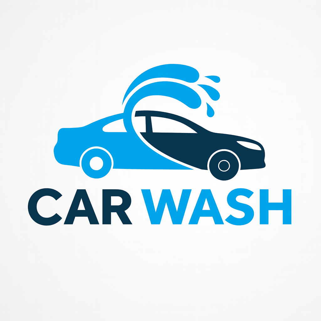 Mock up of a modern carwash logo to get ready for branding and a carwash logo package from OhmCo. How to generate a carwash logo with AI