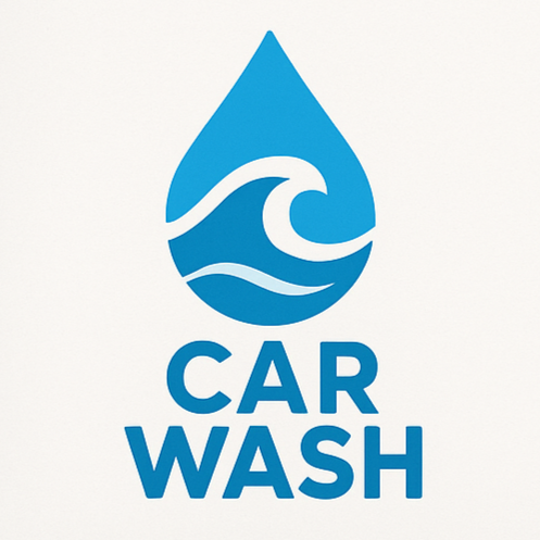 Mock up of a carwash logo with water and wave for branding and a carwash logo package from OhmCo. How to generate a carwash logo with AI