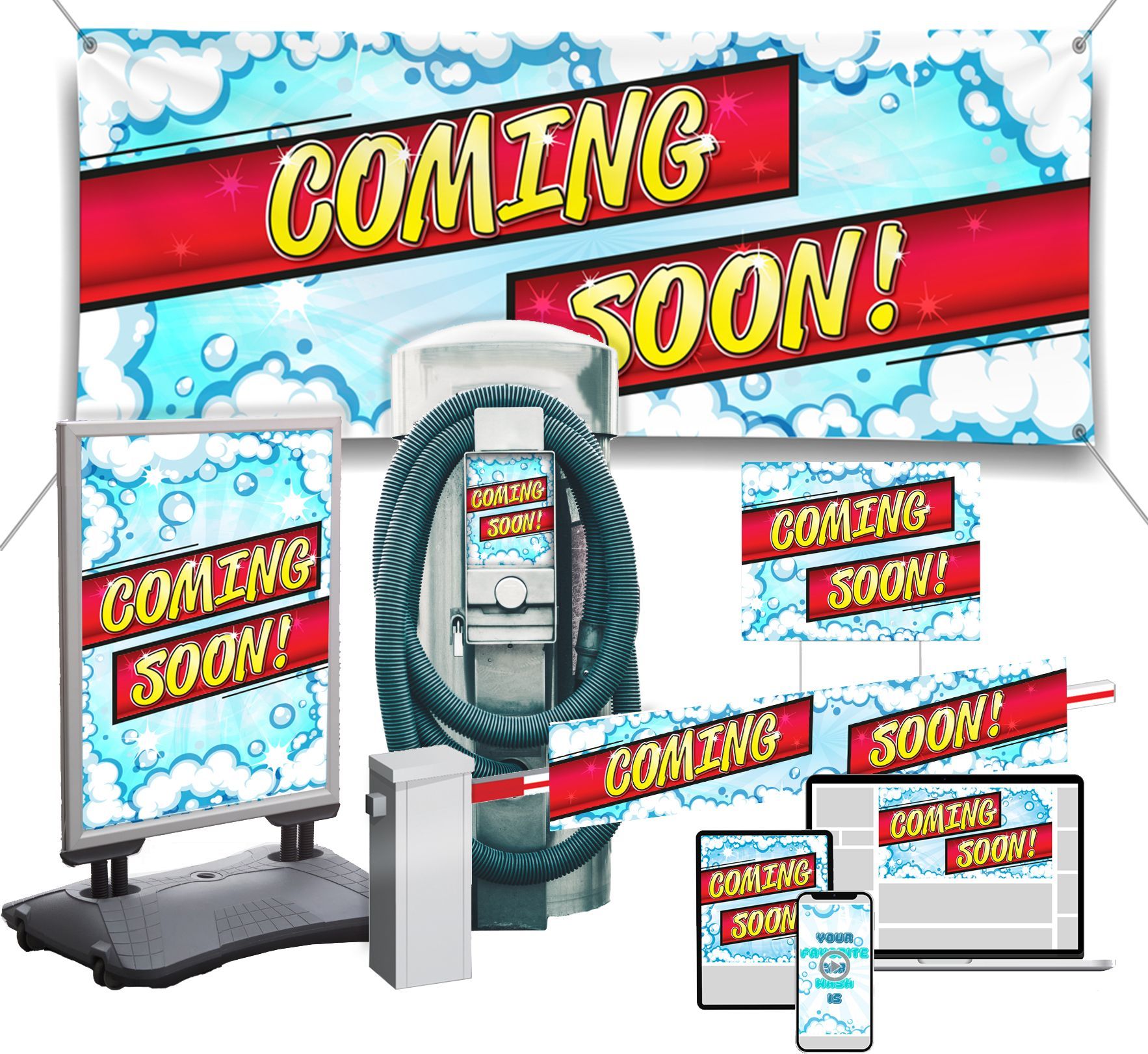 coming soon carwash signage and marketing plans