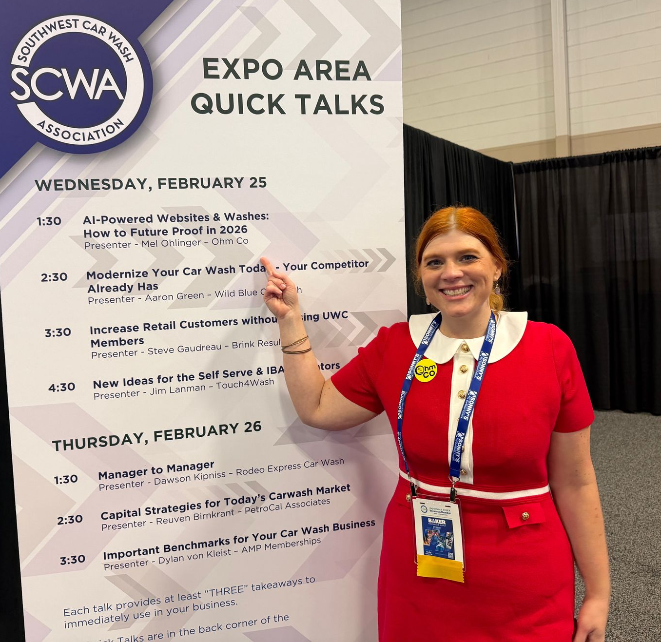 Mel Ohlinger, CEO of OhmCo, speaking at SCWA 2026 Speaking on AI-Powered Carwash Websites and How to Future Proof Your Carwash Website in 2026 in Fort Worth, Texas