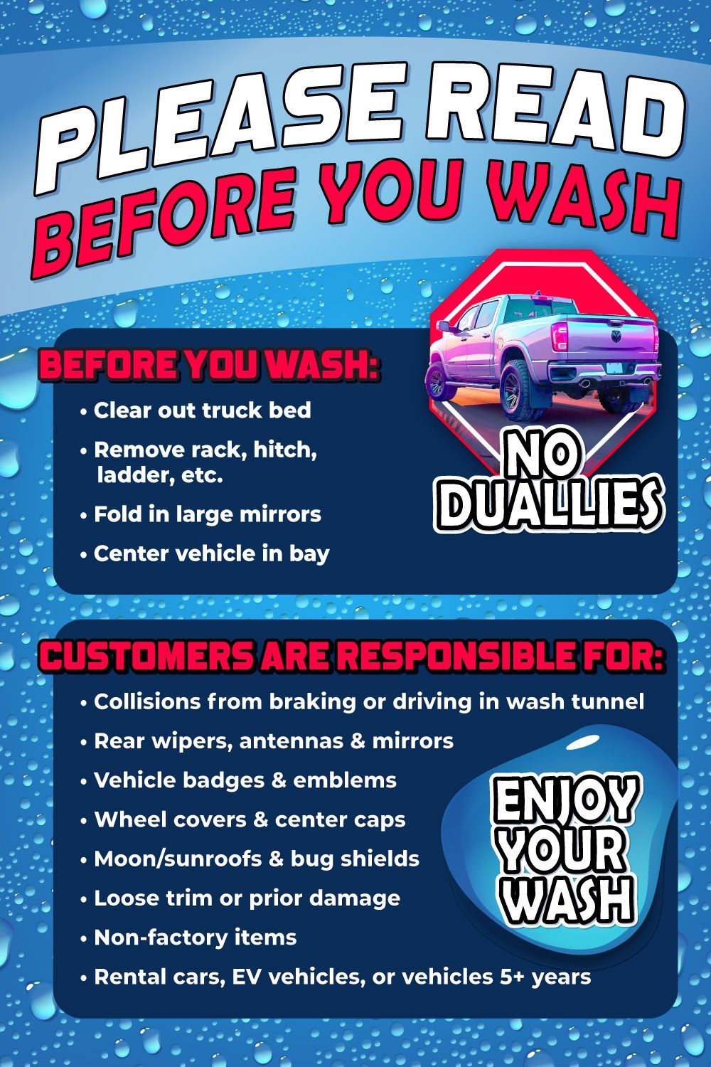 A poster that says please read before you wash