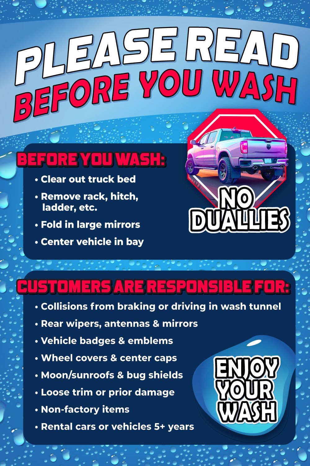 A poster that says please read before you wash