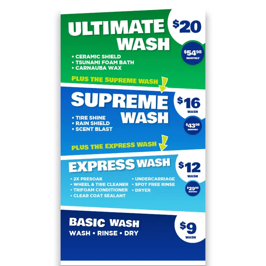 carwash custom design menu