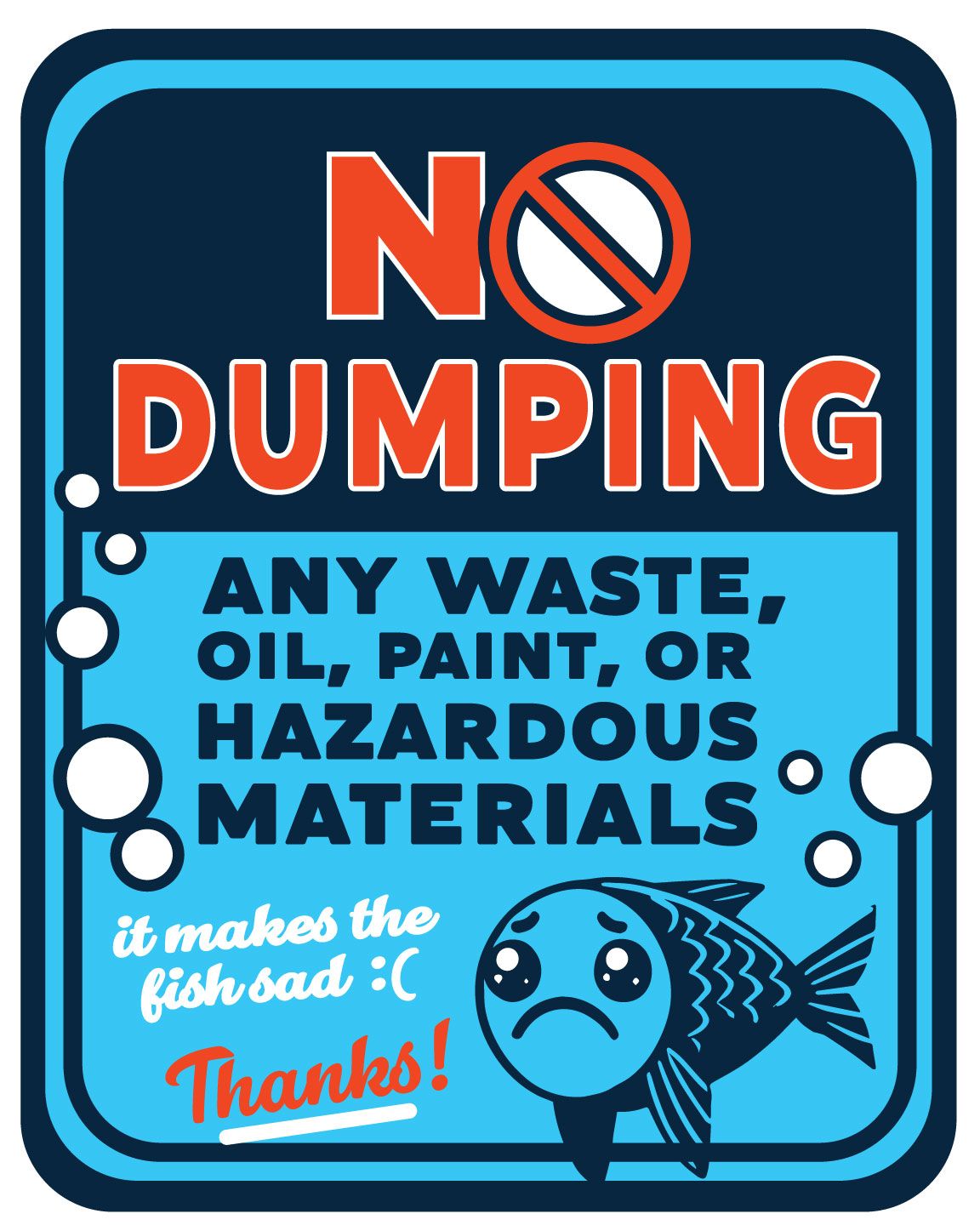 A sign that says no dumping any waste oil paint or hazardous materials