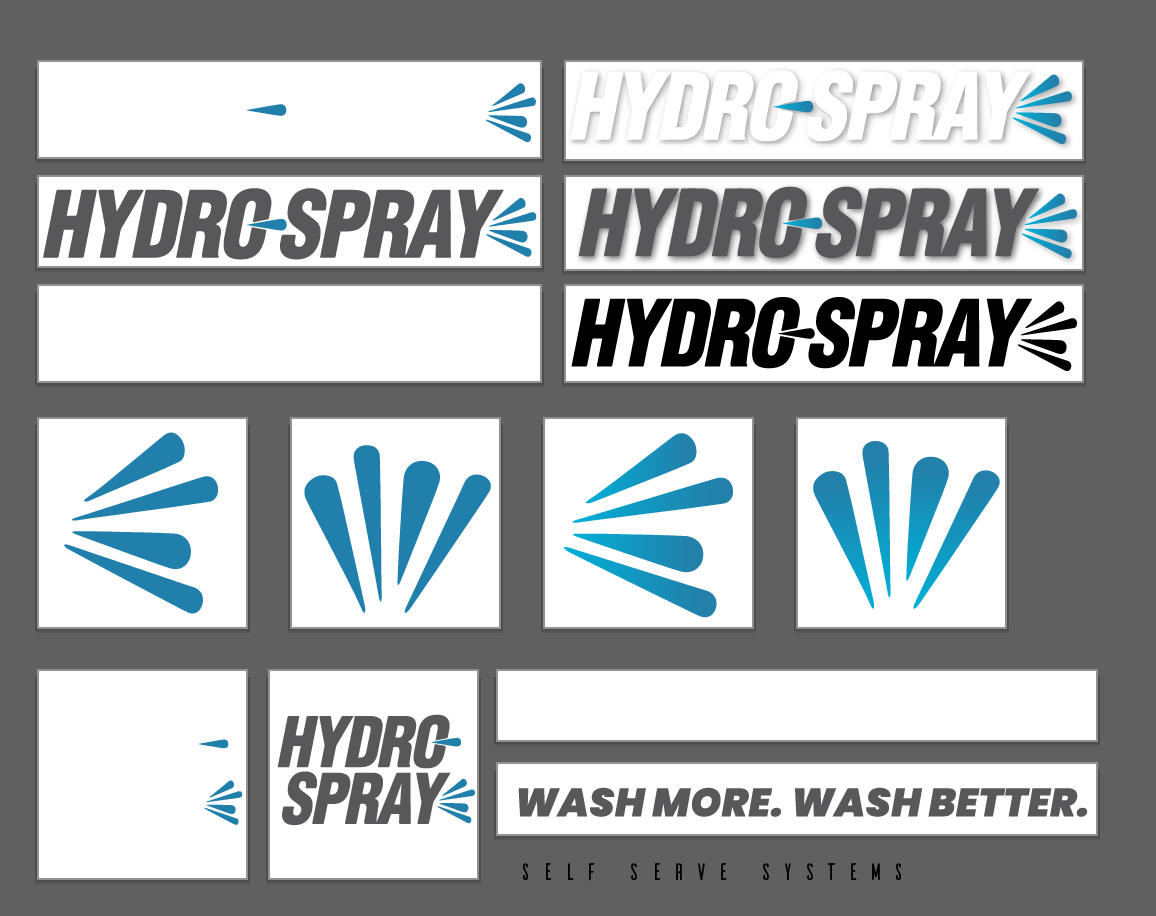 CARWASH LOGO DESIGN. Custom graphic design services to welcome your customers into your carwash in style. Hydro-spray logo package