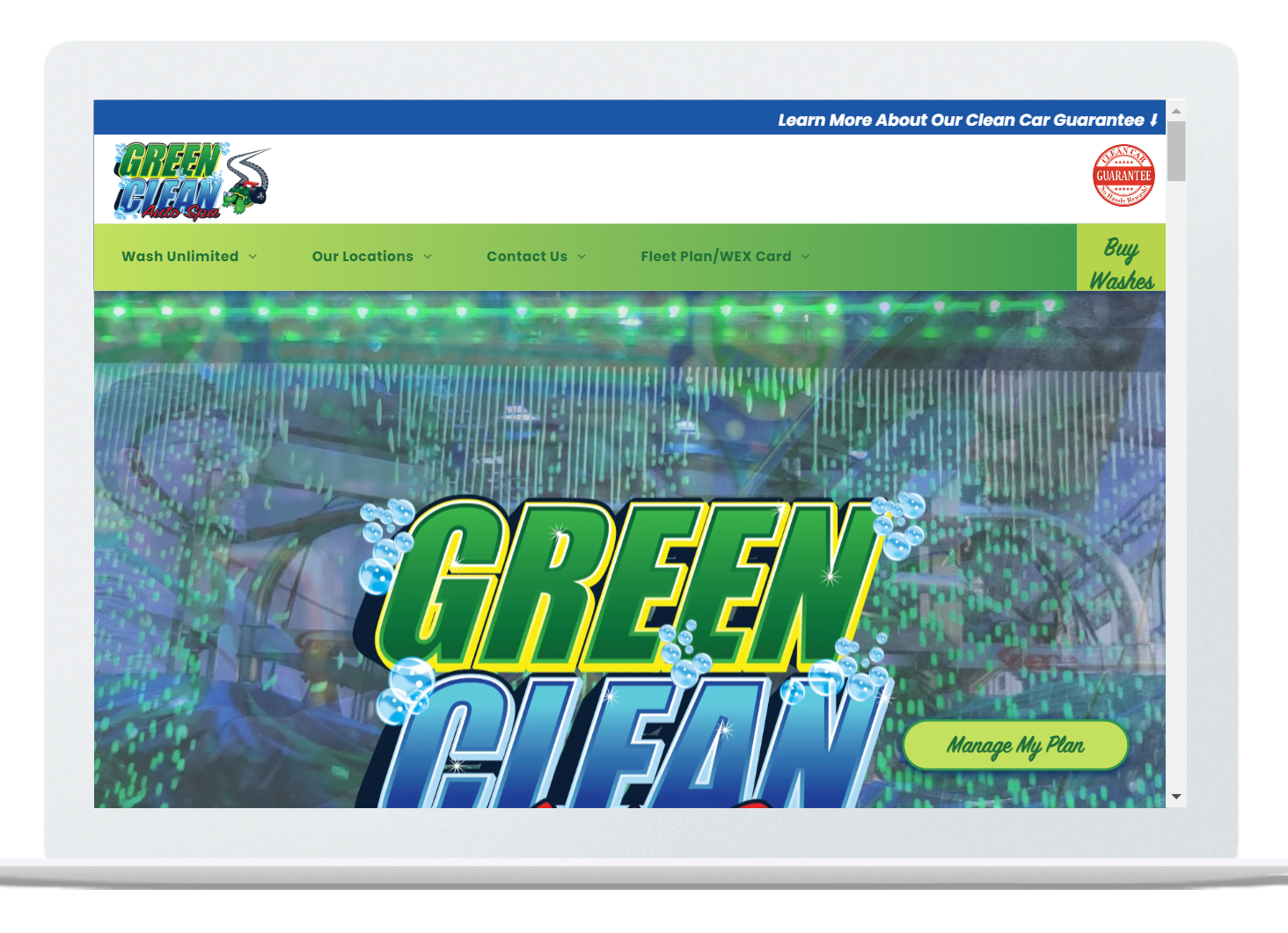 Green Clean Auto Spa carwash website. Camp Lejeune, South Carolina owned by John Hunter. Website made by OhmCo, the best carwash websites in the wash and water treatment industry