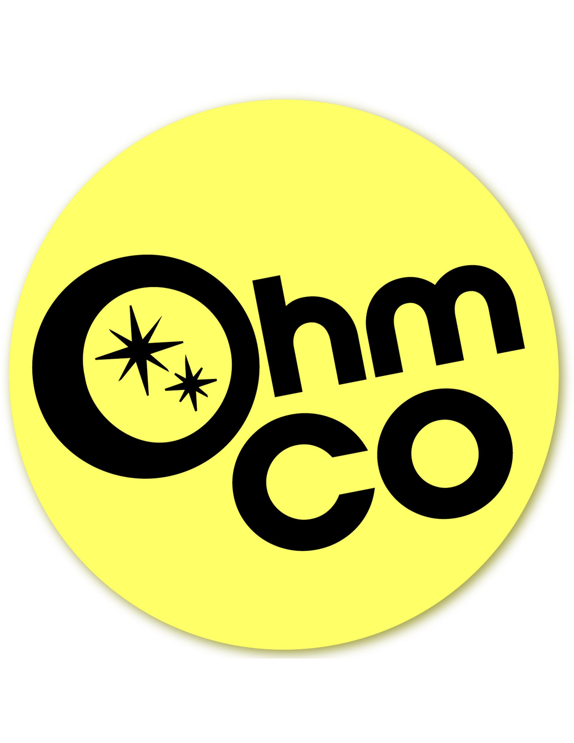 A yellow circle with the words ohm co on it