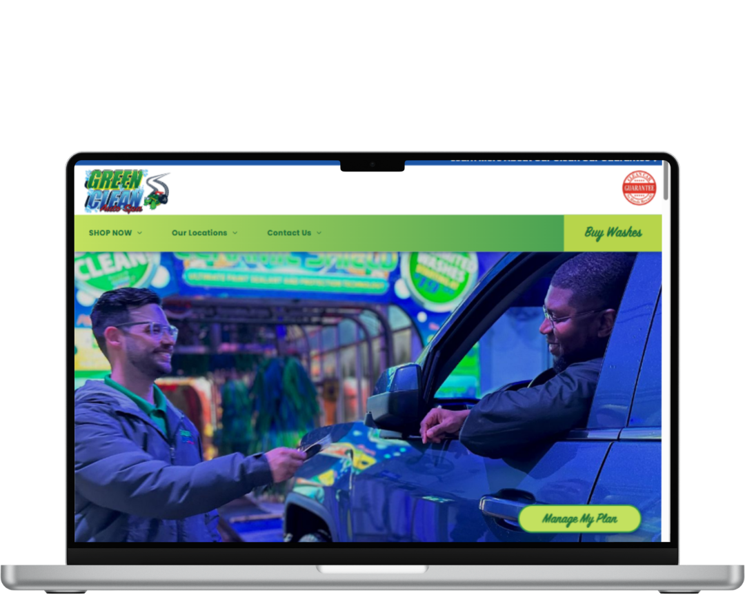 Green Clean Auto Spa carwash website. Camp Lejeune, South Carolina owned by John Hunter. Website made by OhmCo, the best carwash websites in the wash and water treatment industry