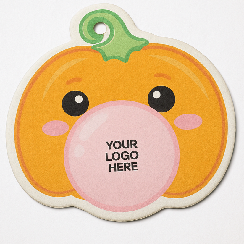 Pumpkin cute bubblegum pumpkin so cute it's scary pumpkin Carwash Holiday Fall Ornament Air Freshener customize with your carwash logo