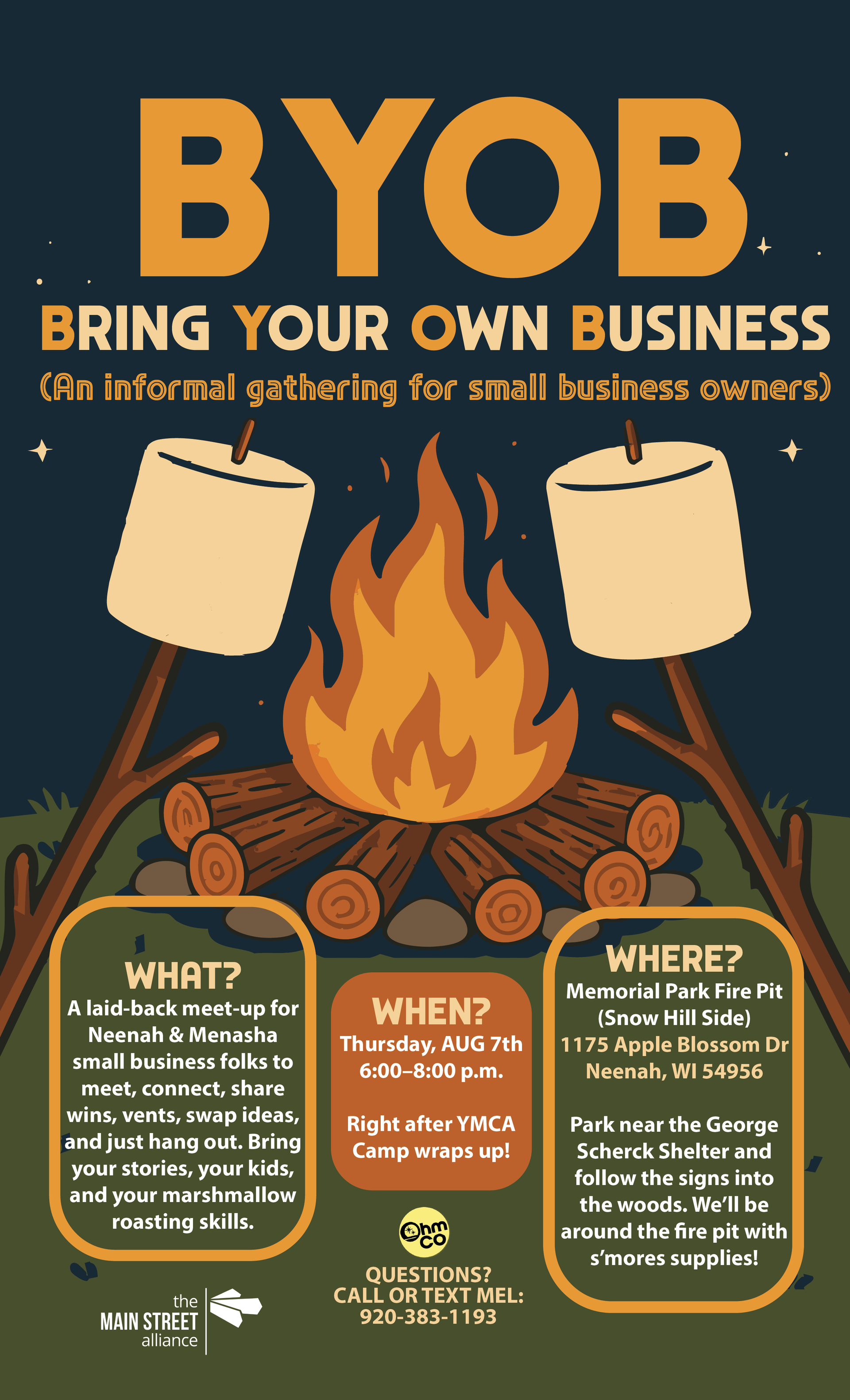 bring your own small business to a neenah and menasha small business networking event firepit and smores
