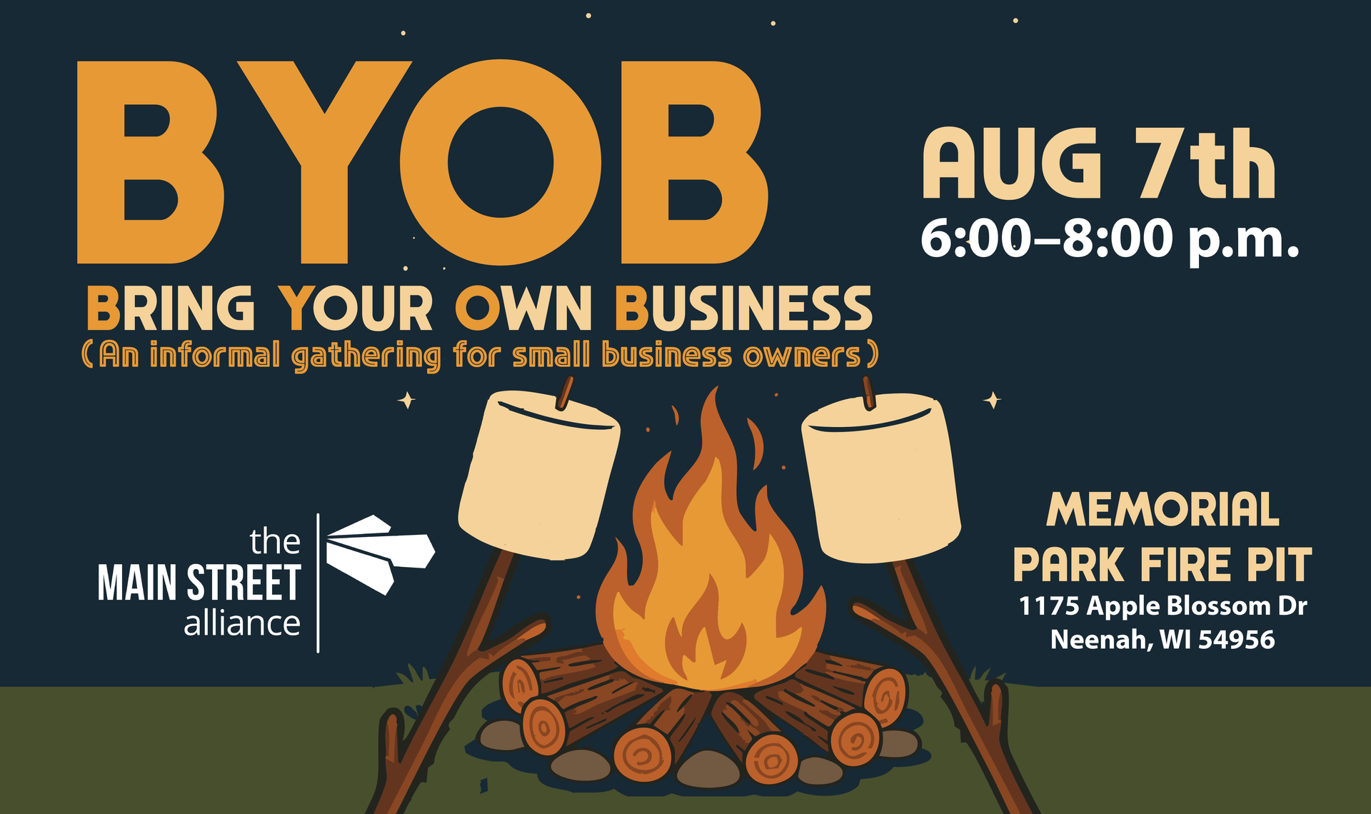 bring your own small business to a neenah and menasha small business networking event firepit and smores