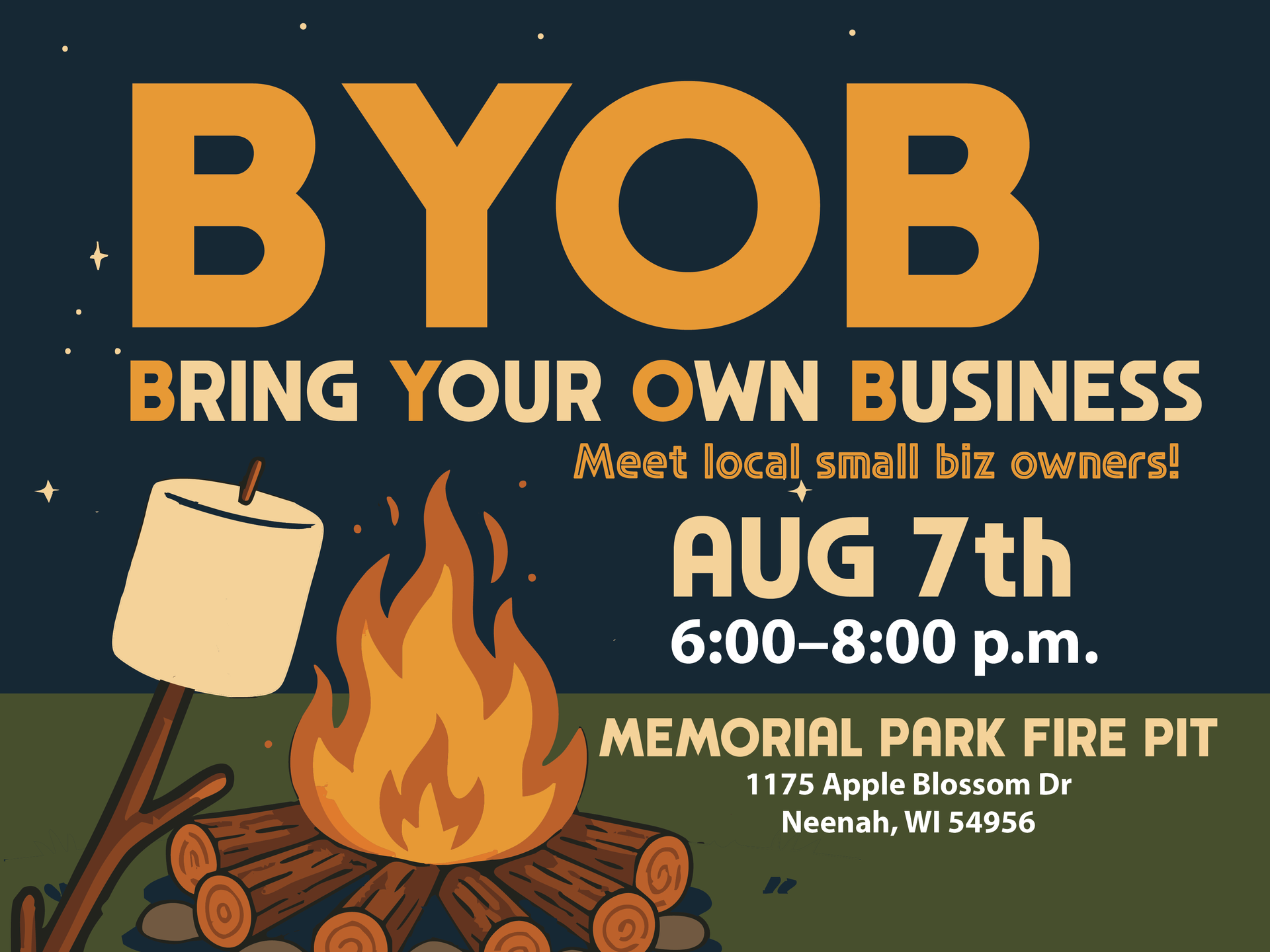 bring your own small business to a neenah and menasha small business networking event firepit and smores