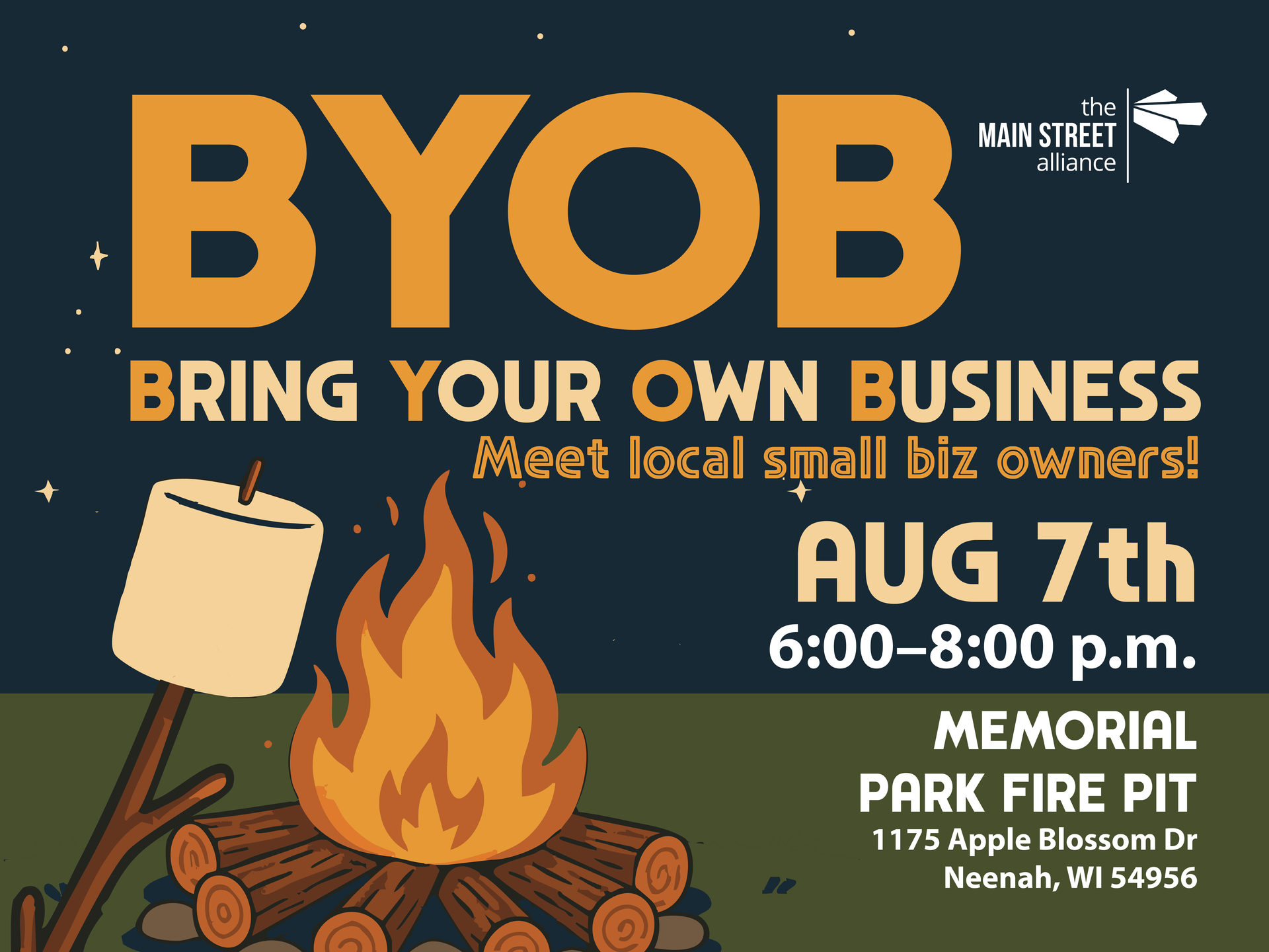 bring your own small business to a neenah and menasha small business networking event firepit and smores