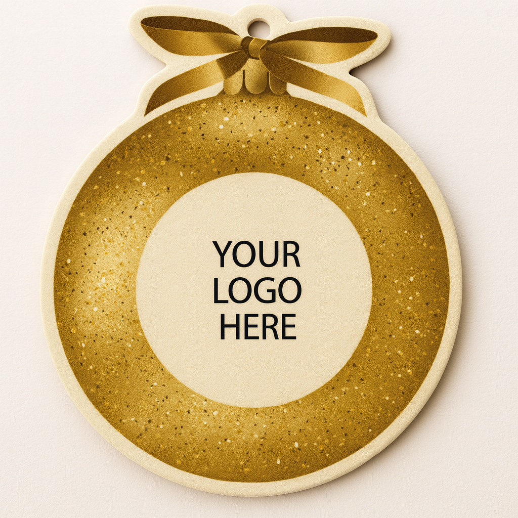 Carwash Christmas Ornament Air Freshener customize with your logo champagne scent holiday designs