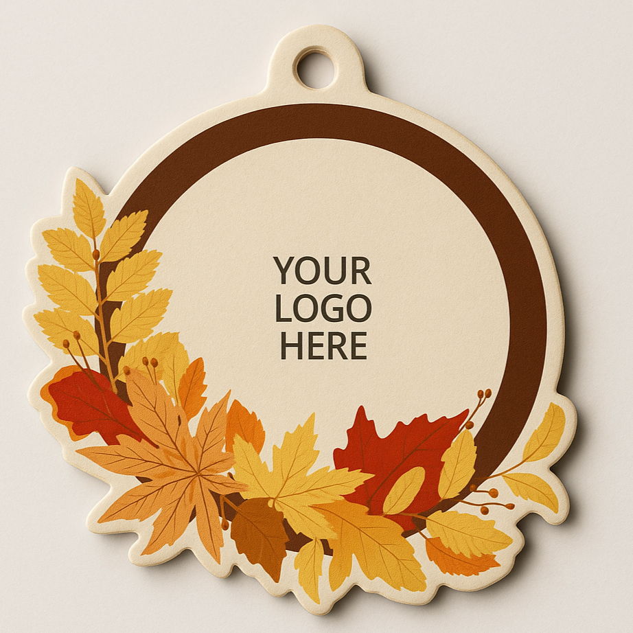 Carwash Holiday Fall Wreath Ornament Air Freshener customize with your logo pumpkin spice scent holiday designs