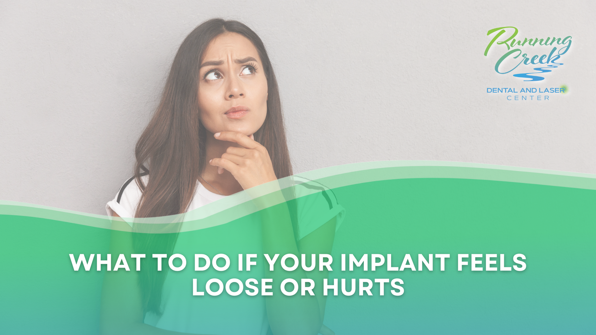 A woman is thinking about what to do if your implant feels loose or hurts.