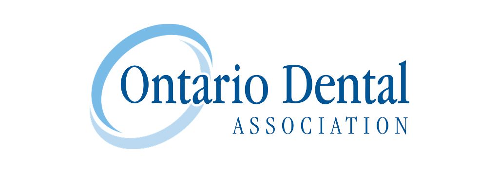 Ontario Dental Association logo: blue text and ring design on a white background.