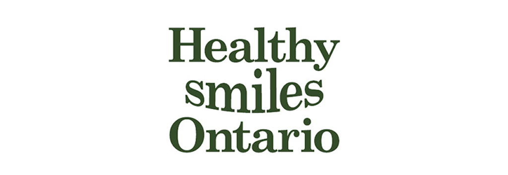 Healthy smiles Ontario, dark green text.