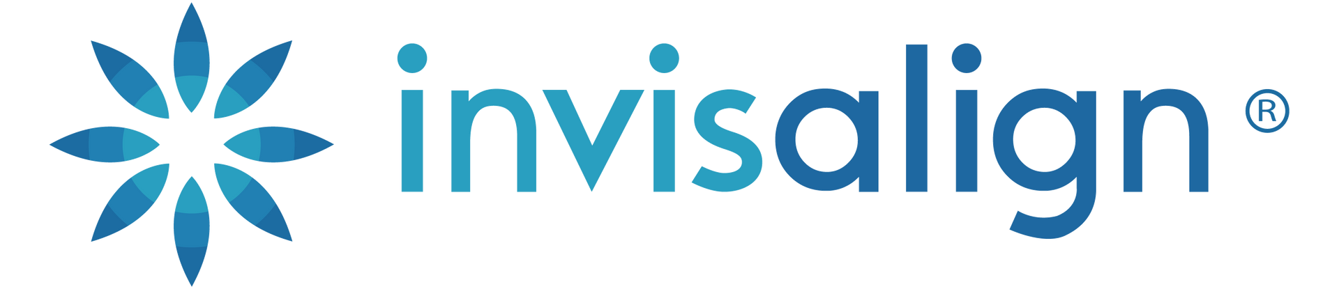 Invisalign logo with a blue flower design and text.