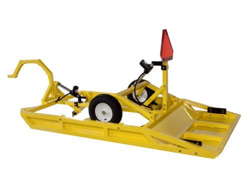 A yellow vehicle with a red flag attached to it.