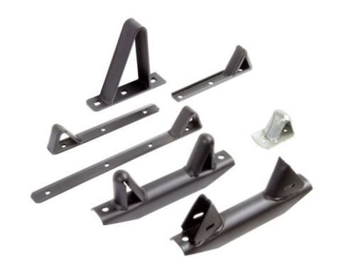 A group of metal brackets and handles on a white background.