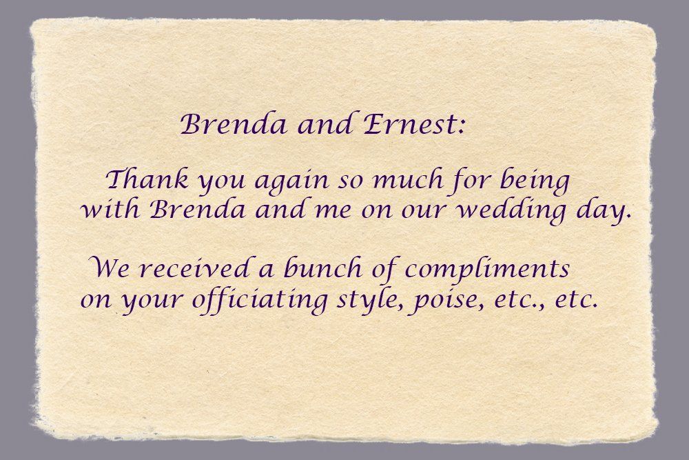 Brenda and Ernest's testimonial for Mdk Ceremonies