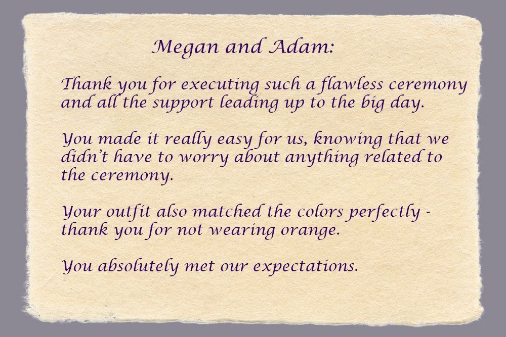 Megan and Adam's testimonial for Mdk Ceremonies