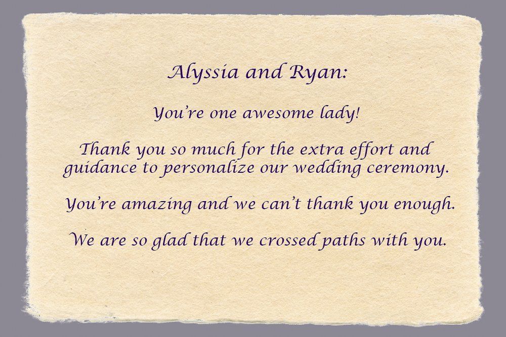 Ryan and Alyssia's testimonial for Mdk Ceremonies