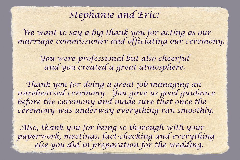 Stephanie and Eric's testimonial for Mdk Ceremonies