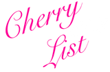 The word cherry list is written in pink on a white background.