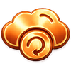 A golden cloud icon containing a circular arrow symbol, indicating a cloud sync or refresh function.