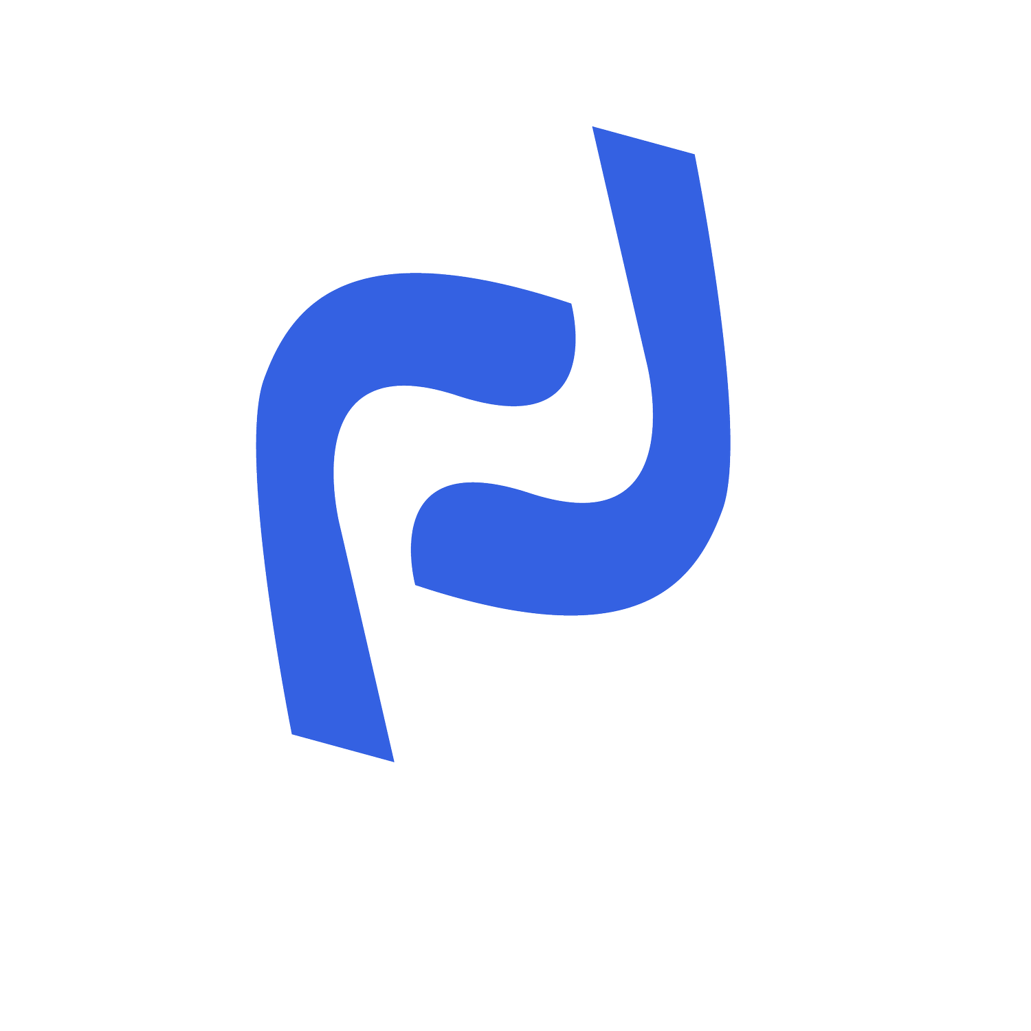 A blue letter p on a white background