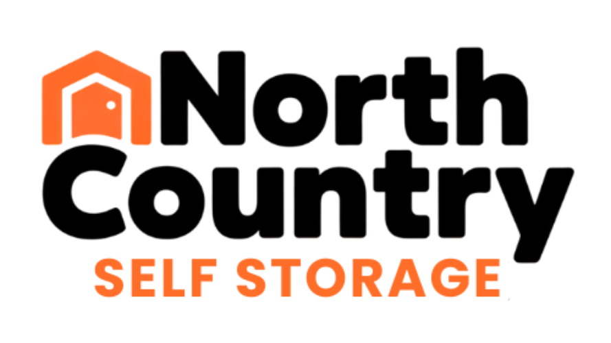 Logo for North Country Self Storage: orange storage unit icon above black text on a white background.