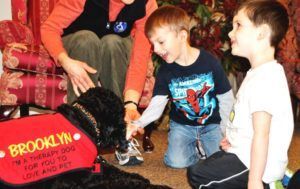 Brooklyn, the Grief Therapy Dog with kids DeMoney-Grimes Funeral Home in Indiana