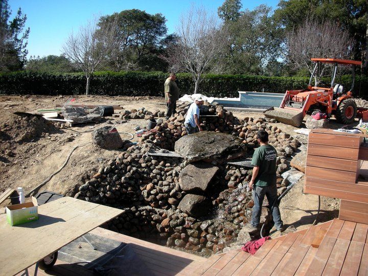 Crew Installing A Pond — Santa Cruz, CA — Quilici Gardening