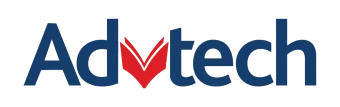 AdVtech logo in blue text with a red V-shaped mark on a white background