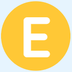 The letter e is in a yellow circle.
