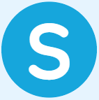 A blue circle with a white letter s inside of it.