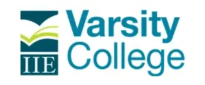 The varsity college logo is blue and green