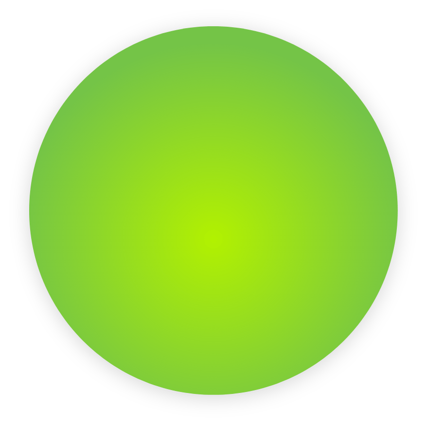 A green circle with a gradient in the middle on a white background.