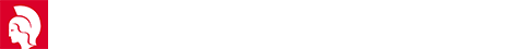 Rødt og hvidt logo med en stiliseret profilsilhuet i øverste venstre hjørne