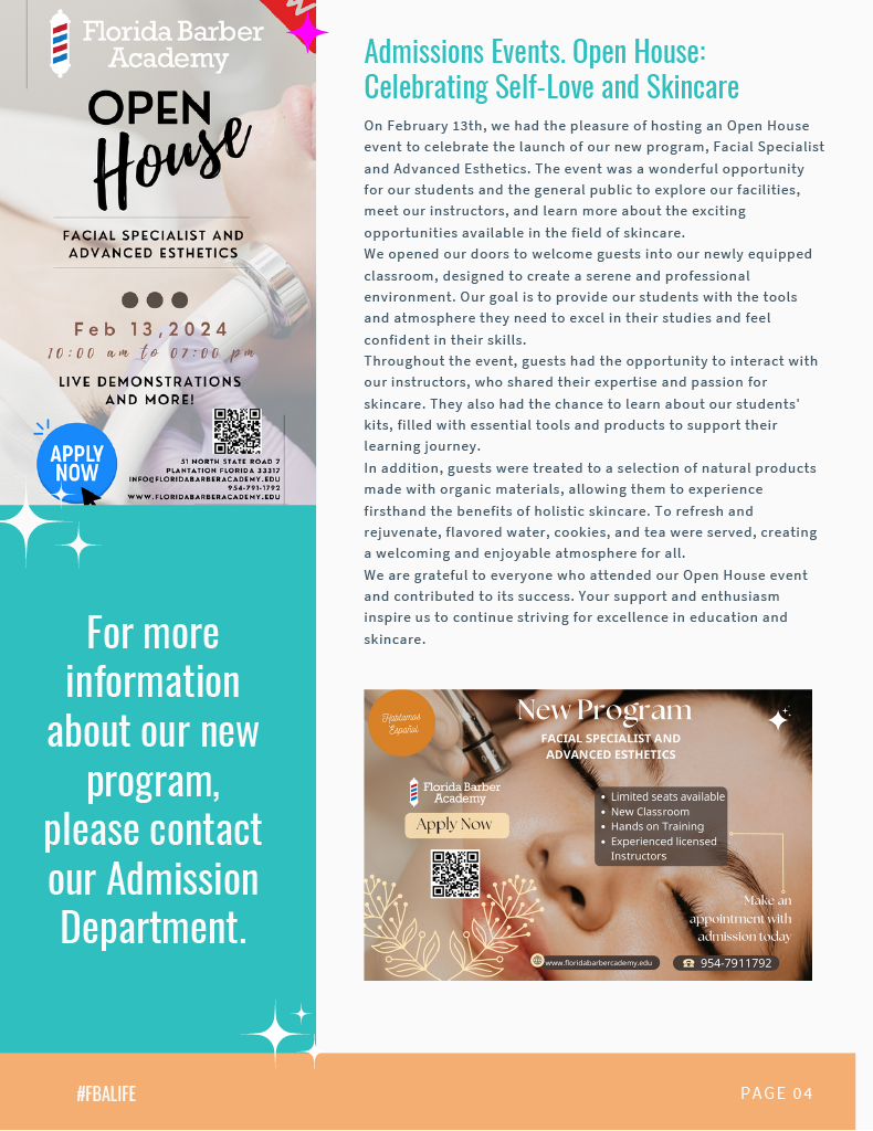 A flyer for an open house for more information about our new program , please contact our admission department.