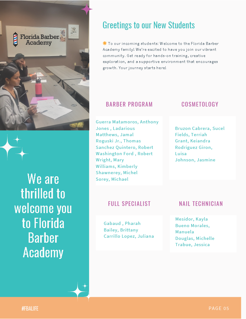 We are thrilled to welcome you to florida barber academy