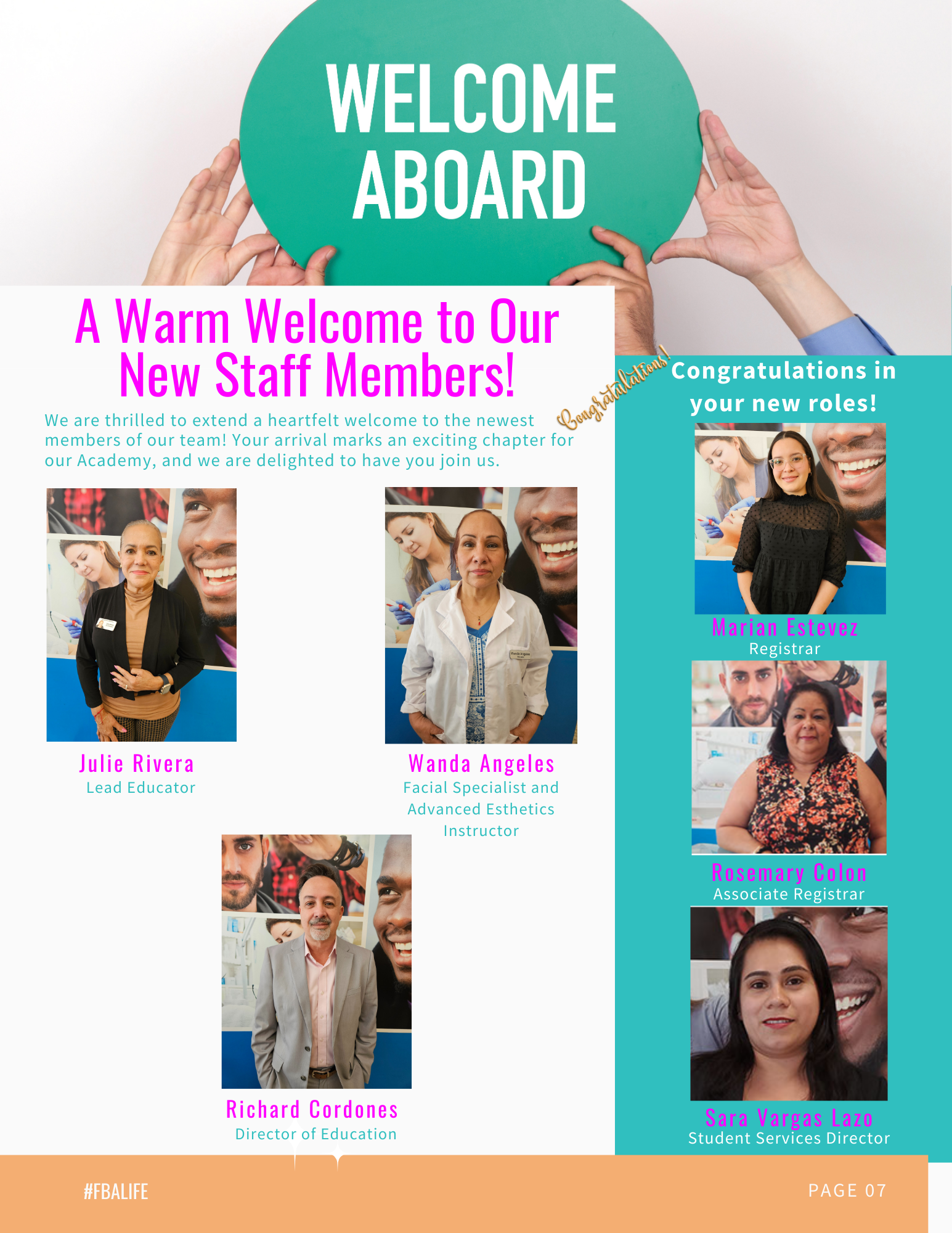 A welcome aboard a warm welcome to our new staff members !