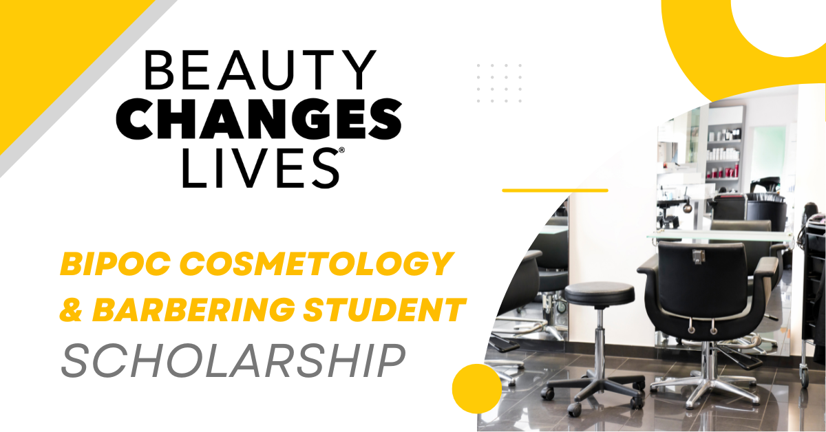 A poster for a beauty changes lives bipoc cosmetology and barbering student scholarship