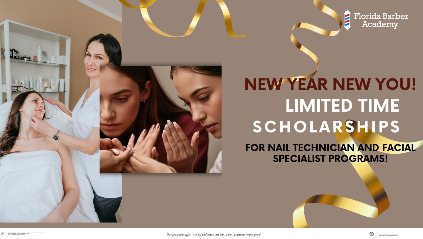 A flyer for a limited time scholarship opportunity for a nail technician program.