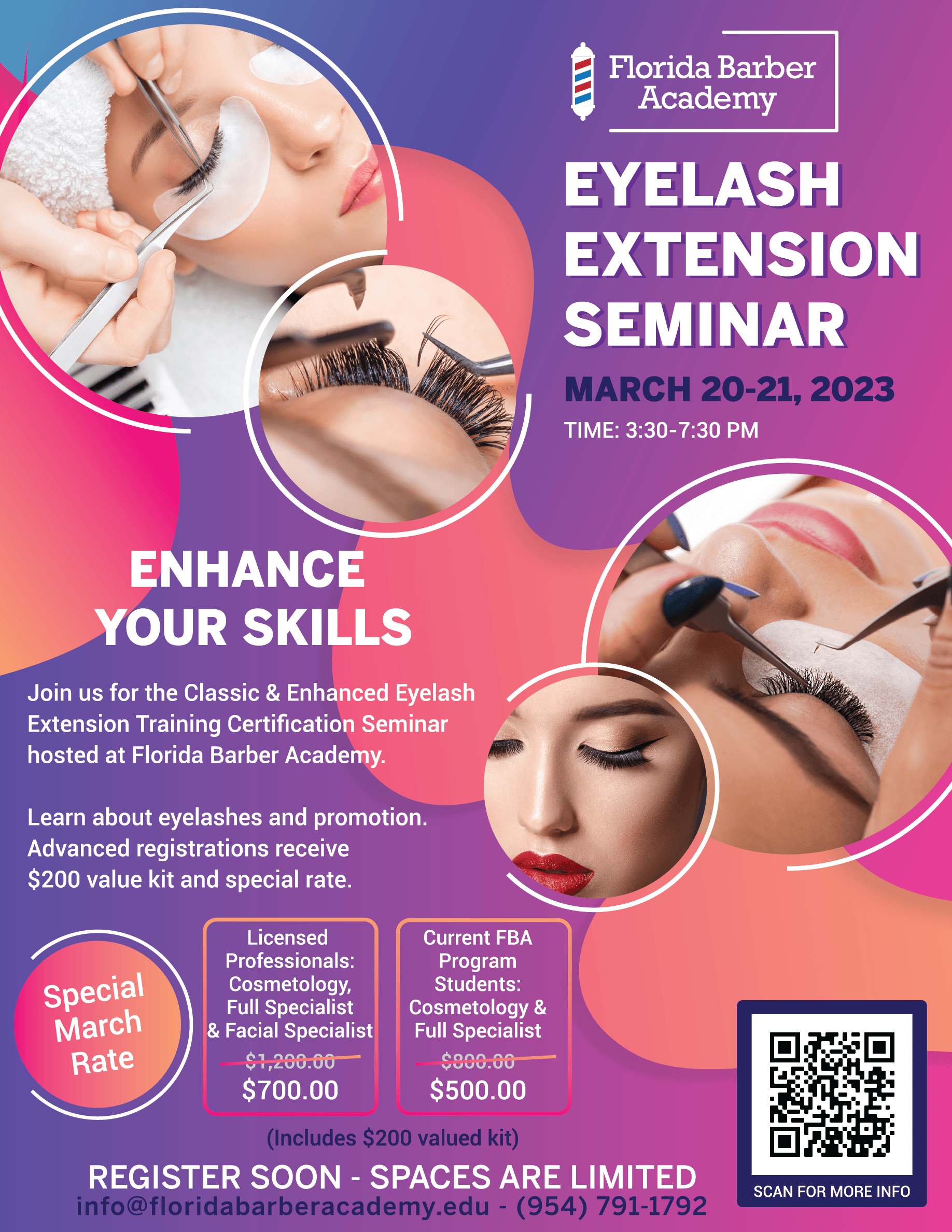 A poster for an eyelash extension seminar.
