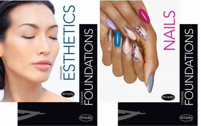 A woman 's face is on the left and a woman 's nails are on the right