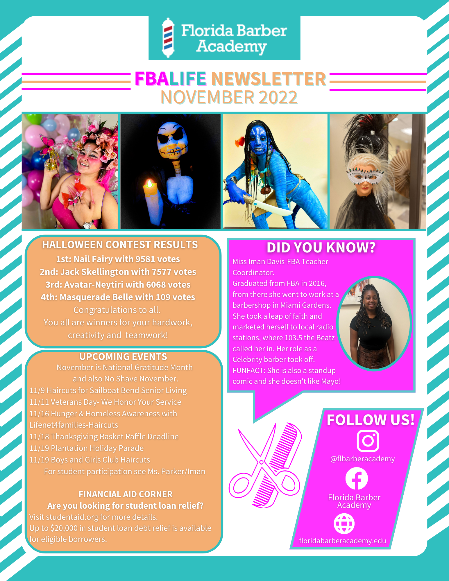 A florida barber academy newsletter for november 2022